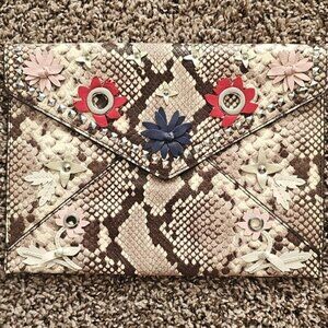 NWOT Rebecca Minkoff Envelope Clutch Snakeskin with Embellishments